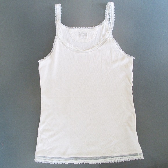 Converse Tops - Off white ribbed tank with lace detail Converse Tops - Off white ribbed tank with lace detail