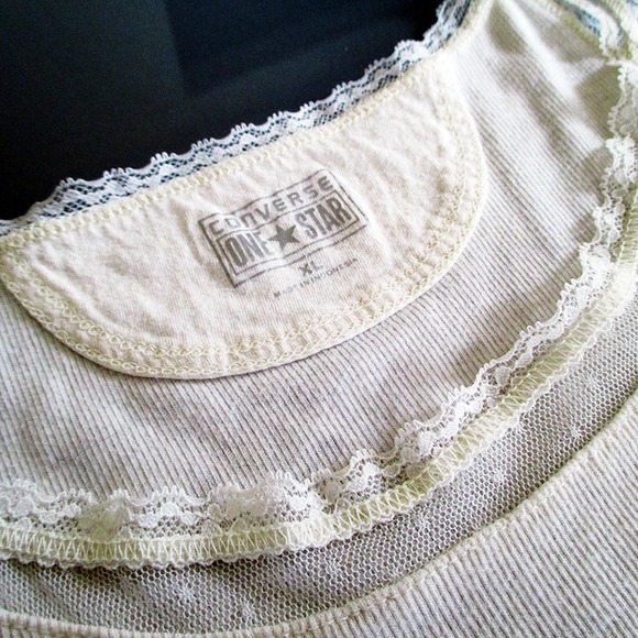 Converse Tops - Off white ribbed tank with lace detail Converse Tops - Off white ribbed tank with lace detail