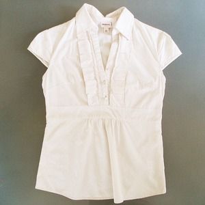 Merona Tops - Off white button up with ruffle trim Merona Tops - Off white button up with ruffle trim