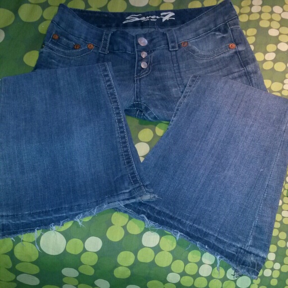 Hip hugger bell bottom seven jeans