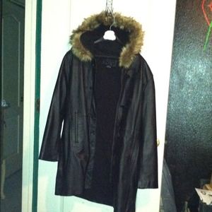 Dark Brown Leather Coat. NWOT