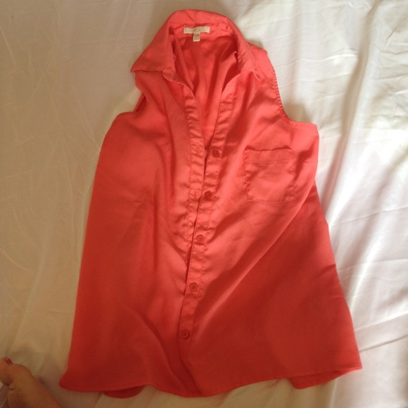 Coral button up shirt