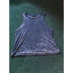 Blue acid wash muscle tee