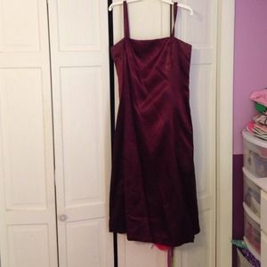 Beautiful satin plum cocktail dress mid length