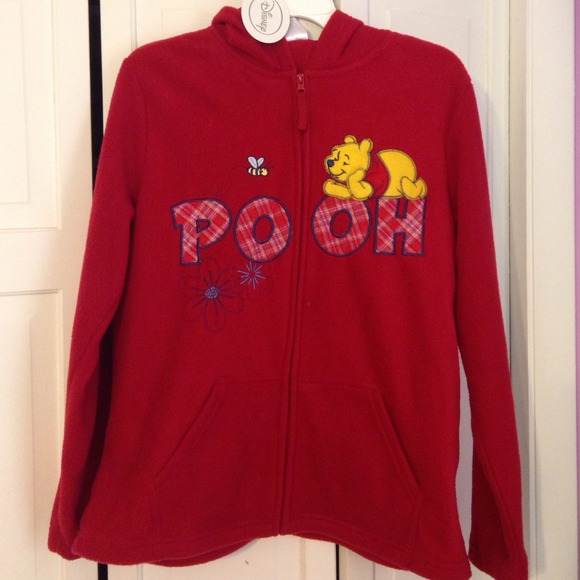 NWT red Disney Pooh fleece hoodie