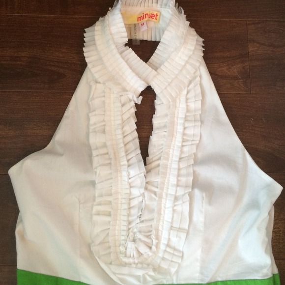 White and green ruffle dress - Picture 2 of 2