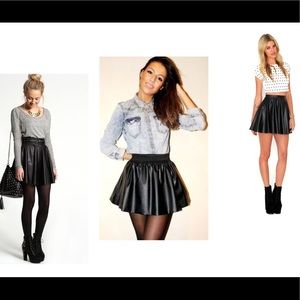 Black leatherette skater skirt