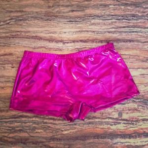 Metallic pink spandex shorts