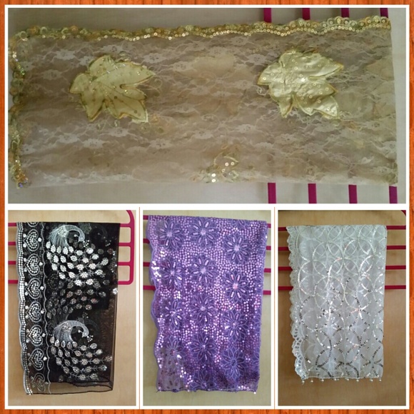4 fancy sequin shawls scarves