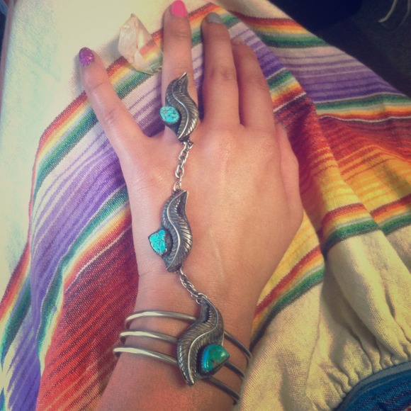 Jewelry - *SOLD*🌵Bohemian Silver & Turquoise Slave Bracelet