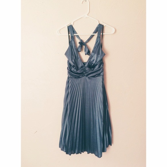 DEB Metallic Gray Halter Dress