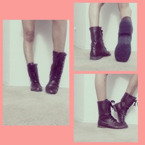 Brown combat boots