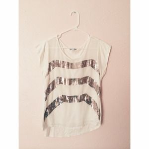 EXPRESS White and Sequin Top
