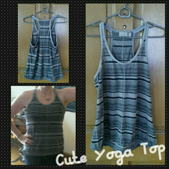 Black and White Striped Yoga Top