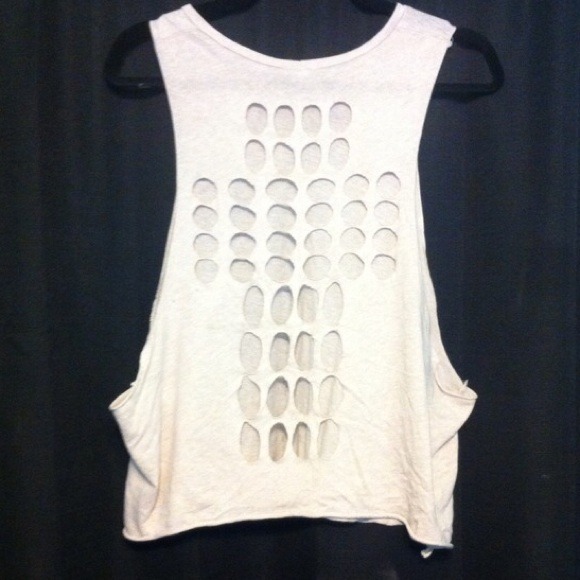 Beige tank too cut out cross back