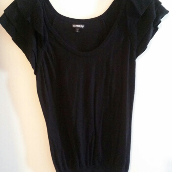 Short Sleeved Ruffled Top in black or purple - Picture 2 of 2