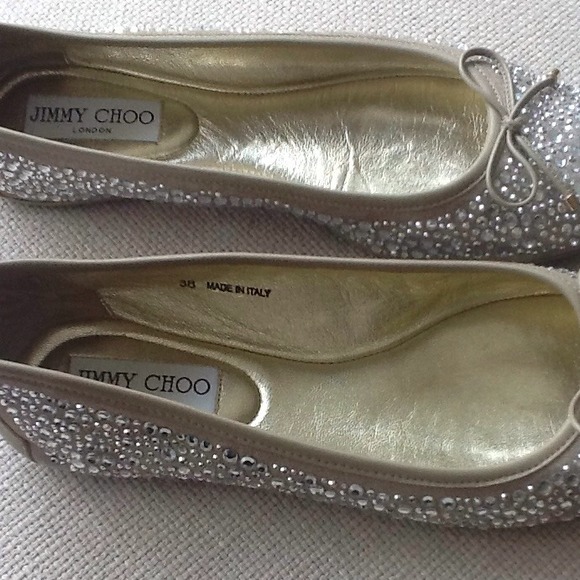 Jimmy Choo Leather Swarovski Crystal Ballet Flats - Picture 2 of 4