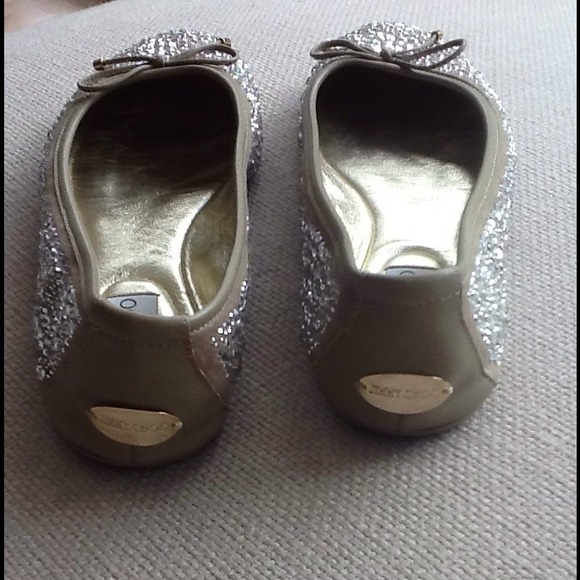 Jimmy Choo Leather Swarovski Crystal Ballet Flats - Picture 3 of 4