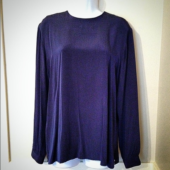 DonCaster navy silk top