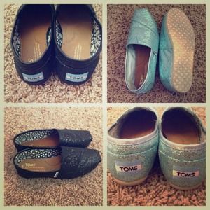 TOMS Bundle Black and Blue Glitter size 6.5