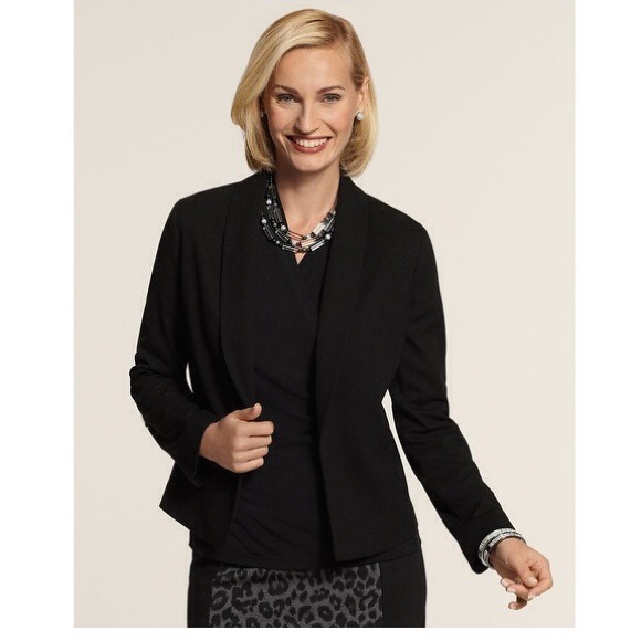 Chico's Crepe Shawl Collar Jacket Black - Picture 1 of 2