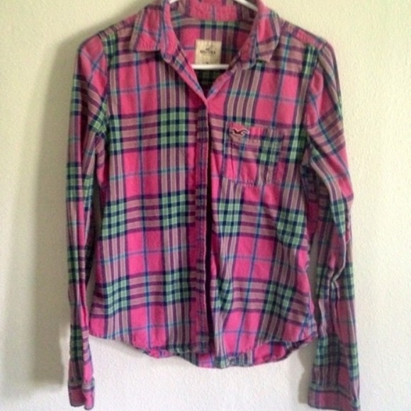 Pink and Green Plaid Shirt
