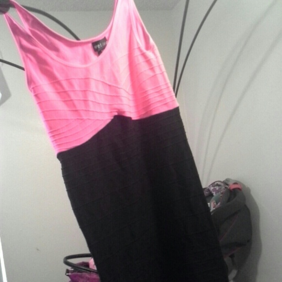 Pink and black body con dress