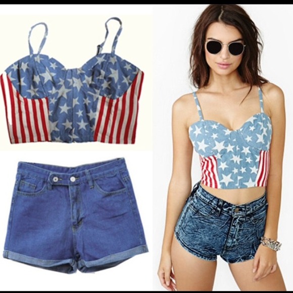 American Flag Crop Top Bustier