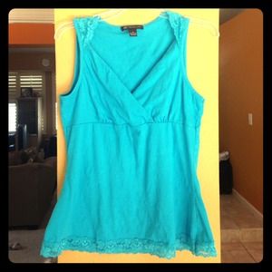 Turquoise top with lace detail