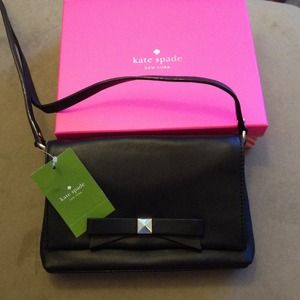 BNWT!! KATE SPADE black leather crossbody