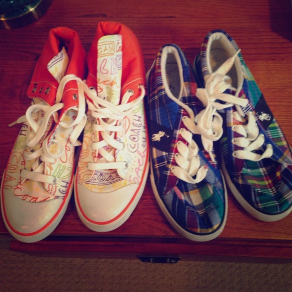 Coach high tops and polo plaid shoes!
