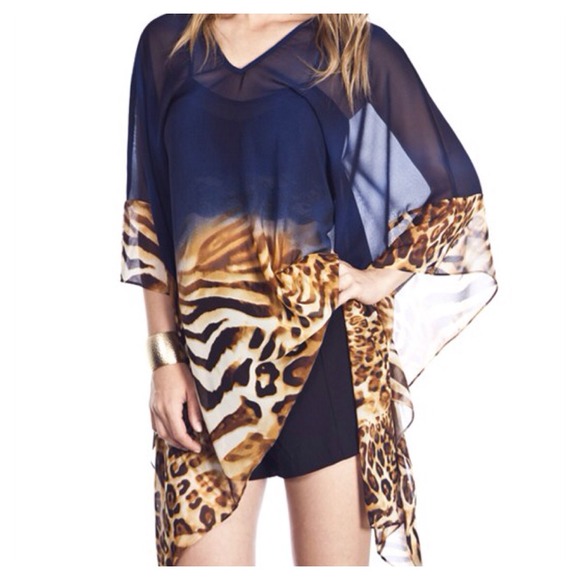 Navy Leopard Print Tunic - Picture 2 of 4