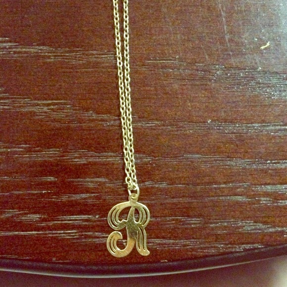 14K plated R pendant