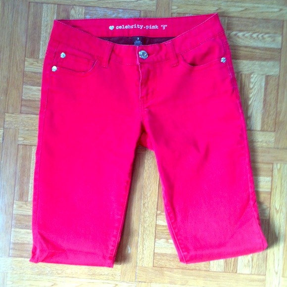 Red skinny jeans