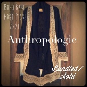 🌴Bundled/Sold🌴Delicate Black Wool Cardi w/Cream