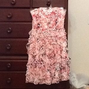 White House Black Market floral strapless dress