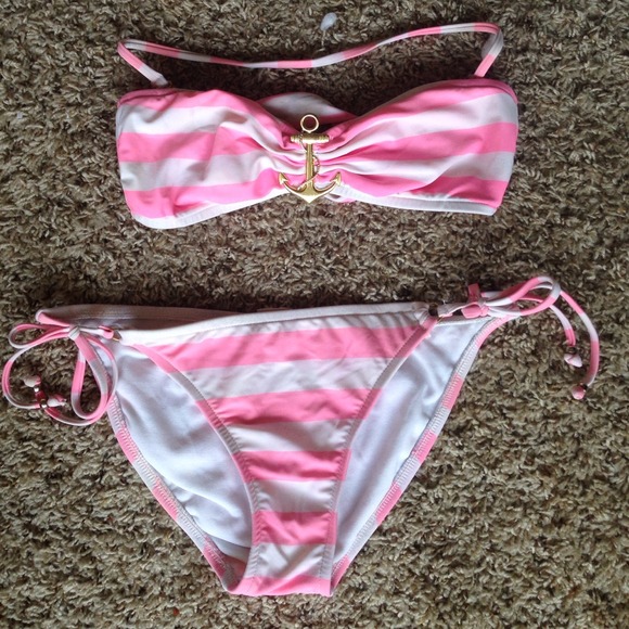 Hot pink and white sailor bikini
