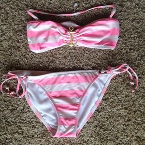 Hot pink and white sailor bikini