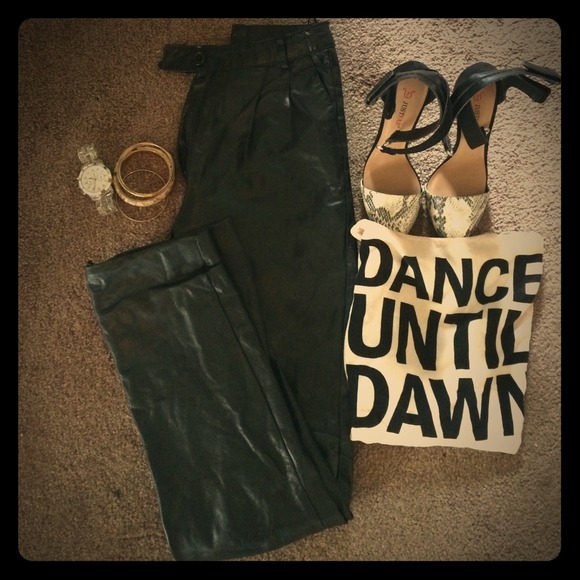 High Waisted Faux-Leather Pants