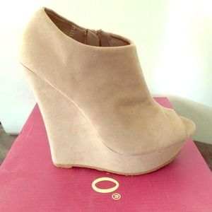 Suede Peep Toe Wedges
