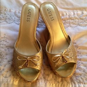 Guess golden sparkle wedges NWOB