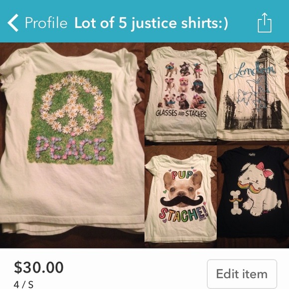 Lot of 5 justice shirts:)