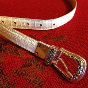 Brighton leather reversible tan white belt