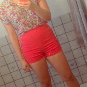 Cute coral high waisted shorts