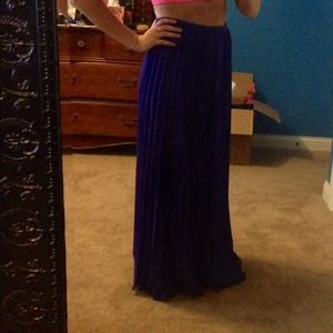 Blue Pleated Maxi skirt