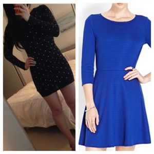 Bundle F21 Blue Skater Dress and Black Stud Dress