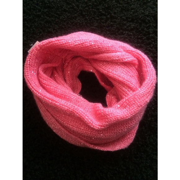 SOLD! Oversized Pink Sequined Knit Infinity Scarf - Picture 1 of 2