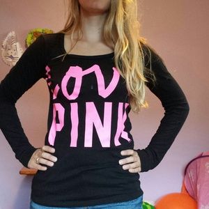 HOLD PINK black long sleeved T - shirt size medium