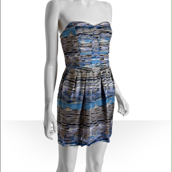 BCBGeneration Lake Abstract Print Pleated Dress