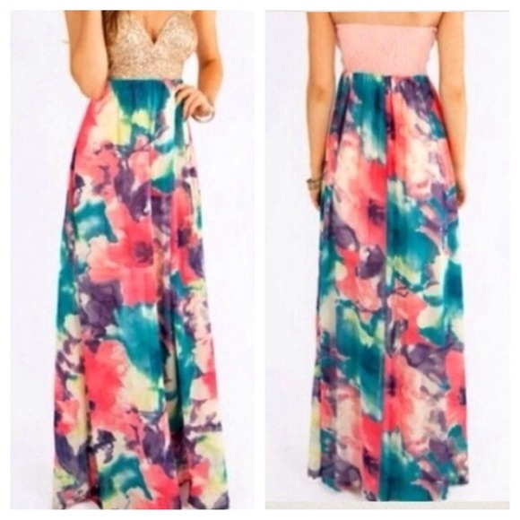 Sequin and floral maxi